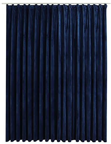 vidaXL Vorhang Verdunkelung mit Haken Verdunkelungsvorhang Kräuselband Thermo Gardine Blickdicht Dekoschal Wohnzimmer Samt Dunkelblau 290x245cm