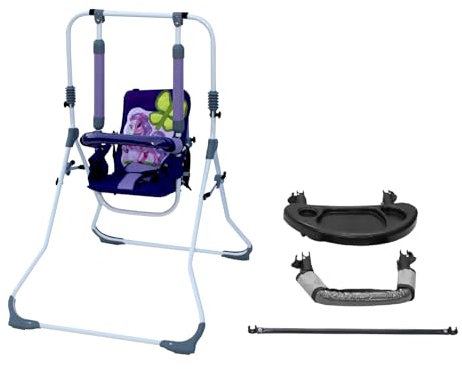 2in1 Skyline Kinderschaukel Babyschaukel Babywippe Zimmerschaukel Gartenschaukel Indoor Outdoor Baby Schaukel und Hochstuhl in einem Sicherheitsgurt mit Bügel kompakt zusammenklappbar Drinnen Draußen