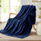 Whale Flotilla Flannel Fleece Throw Blanket for Sofa, 130x150 CM Soft Fluffy Velvet Sofa Blanket with Decorative Chevron Pattern for All Season, Warm and Lightweight, Navy Blue