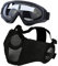 Yzpacc Taktische Airsoft Maskenbrille Set, Verstellbare Halbgesichtsmaske mit Ohrenschutz Augenschutz für Airsoft/BB/CS-Spiele/Jagd/Paintball/Shooting