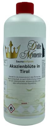 Sauna Aufguss Konzentrat Akazienblüte in Tirol - 1 Liter in HDPE-Flasche mit Tropfverschluss und Kindersicherung