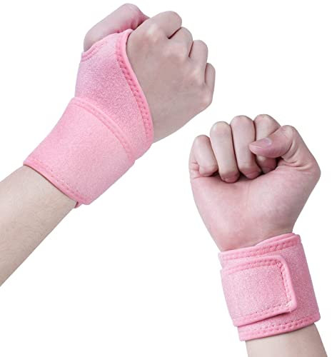 URAQT Handgelenkbandage, 2er-Set Handgelenkstütze Handbandage mit Klettverschluss für Sport und Alltag, Atmungsaktiv Wrist Wrap Bandage Handgelenk für Damen und Herren, Rosa