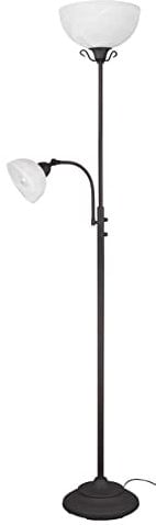 Reality Leuchten Stehleuchte Country R46322024, Metall rostfarbig, Glas alabasterfarbig weiß, exklusiv 1x E27 u. E14
