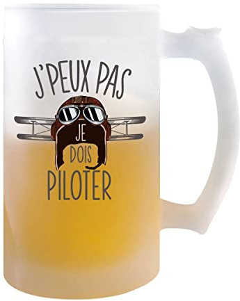 Jarra de cerveza Aviación Piloto puedo no | Vaso de cerveza pinta Regalo humor alcohol original para piloto de avión | Impreso en Francia