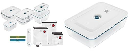 ZWILLING Kit de démarrage de Mise sous Vide Fresh & Save, en Verre, 16 unités, La Mer & Fresh & Save Plat à gratin sous Vide, boîte de Conservation avec Couvercle, en Verre, La Mer