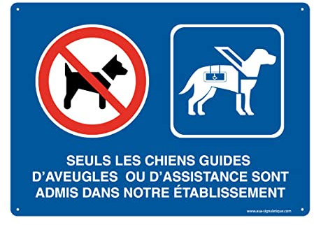 AUA SIGNALETIQUE - Panneau Signalétique en PVC Rigide et Compacte 1.5 mm. (170 x 121 mm, Chiens Guides D'aveugles 4)