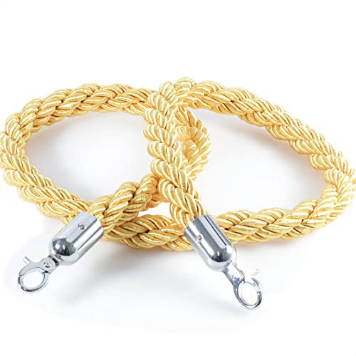 Kerafactum Seil Absperrband Tau mit Karabiner Haken Absperrkordel Kordel zur Absperrung extra dickes Absperrseil Band als Deko Handlaufseil bzw. Handlauf geeignet Ø 32 mm 150 cm gelb silber