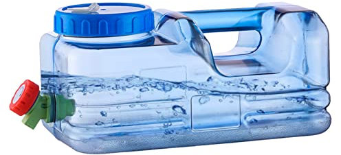 Sanfiyya Wasserbehälter mit Wasserhahn, 5,5 l, Flacher quadratischer Camping-Wasserbehälter, tragbarer Kunststoff-Camping-Wasserbehälter mit Wasserhahn, Trinkwasserbehälter für Camping, Wandern