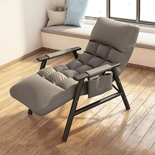 YCKEGEW Relaxliege Für Kleinen Raum Sessel Wohnzimmersessel Relaxsessel Einzelsofa Sessel Schlafsessel,Moderner Akzentstuhl Mit Seitentasche, Verstellbare Rückenlehne (Color : Dark Grey)