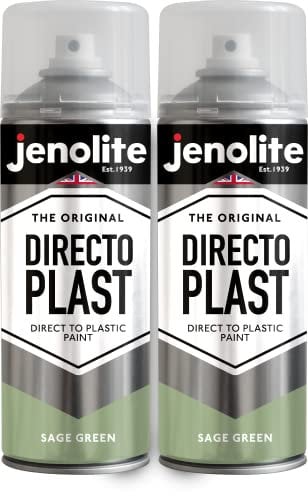 JENOLITE Directoplast Gloss Spray Paint | SAGE GREEN |2x400ml | Paint for Plastic Surfaces | For All Types Of Plastic | No Primer Required Multi Surface Paint | Spray Paint for Plastic | RAL 7494C