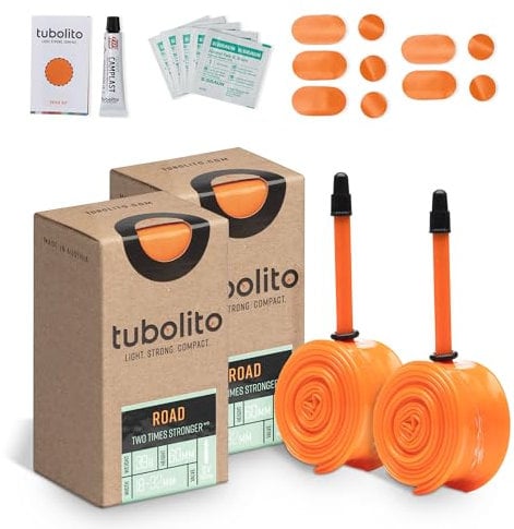 Tubolito Road 700C x 18-32mm Schlauch | Leicht, Stark und Kompakt | Felgen- und Scheibenbremsen-Kompatibilität | 2X Pannenschutz (700 x 18-32mm, 60mm Presta-Ventil (Packung mit 2))