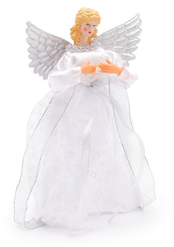 Christmas Concepts® 30 cm (12) Angelo tradizionale in cima all'albero - Decorazione per la cima dell'albero di Natale - Oro o argento (argento)