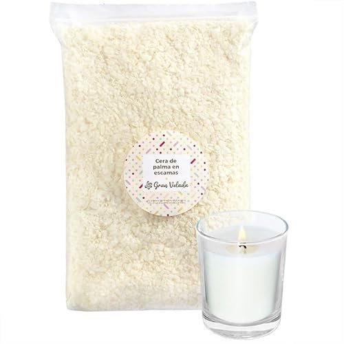 Cera di Palma in Fiocchi | Ideale per Candele in Barattoli e Personalizzazione | Punto di Fusione Basso per Disegni Originali | Alte Prestazioni | 100% Vegetale | 1000 gr