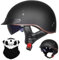 ACLFFSHOP German Style Vintage Motorcycle Jet Helmet, ECE Approved Open Face Motorbike Helmet, Retro Half Helmet, with Sun Visor and Removable inner, for Adult Men Women M~XXL