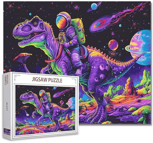 Tucocoo Astronauten-Puzzles für Erwachsene, 1000 Teile, leuchtende Quallen, Kunst-Puzzle, 70 x 50 cm, bunt, DIY-Bastelpuzzles für Heimdekoration, Geschenke, Familienpuzzle, perfekt für