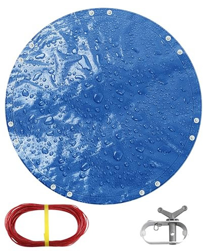 TARPAL Runde Abdeckplane, 3,6 m, wasserdicht, 8 mm, Polyplane, Poolabdeckung, multifunktionale Plane, Poolabdeckungen für oberirdische Pools, Staub- und UV-Beständigkeit, Blau/Schwarz