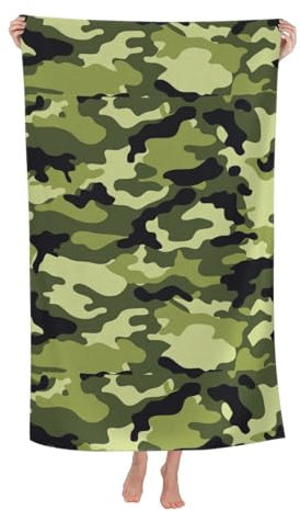 BREAUX Badetuch mit Camouflage-Muster, saugfähiges Mikrofaser-Badetuch, Strandtuch für Erwachsene, schnell trocknendes Badetuch