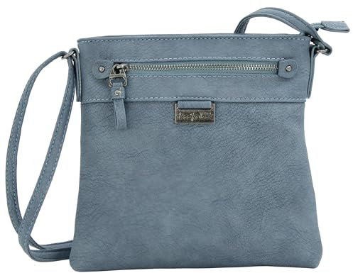 JENNIFER JONES Damen Handtasche - Kleine Umhängetasche - Crossbody Bag mit verstellbarem Schultergurt (Blau)