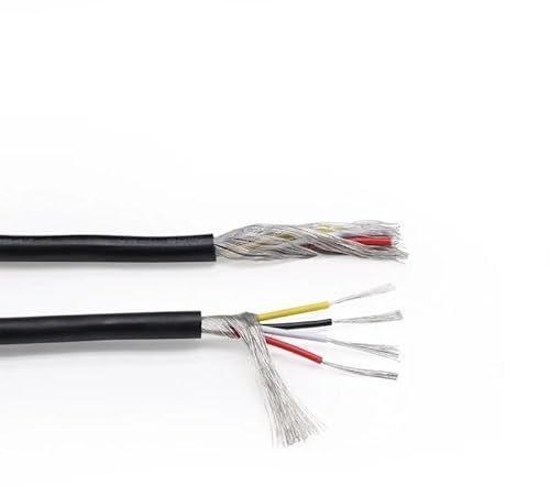 WANGFHAO 5/10M UL2547 shielded wire signal wire 30 28 26 24 22 20 18 AWG channel audio 2 3 4 5 6 8-core headphone copper control wire(22AWG Black,10 METERS_5 CORES)