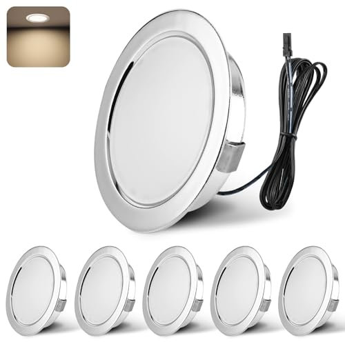 YindaLux LED Einbaustrahler 12V 4000K Neutralweiß IP44 LED Spot Dimmbar 3W Einbauspots 55-58mm lochmass Einbauleuchten für Wohnwagen Küche Kleiderschrank Aluminium Chrom 6er Set
