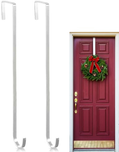 KGDUYC 2 Stück Kranz-Türhaken, Universal hängende Metall-Türhakenleiste, Vordertür-Außenverkleidungshaken, 30cm, weiß