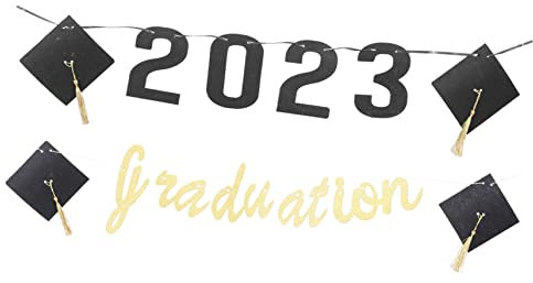 SOLUSTRE 2 Sätze Abschlussfeier Dekorationen Banner der Abschlussfeier Dekorationen zum Aufhängen für Abschlussfeiern Herzlichen Glückwunsch Abschlussfeier Banner Filzstoff