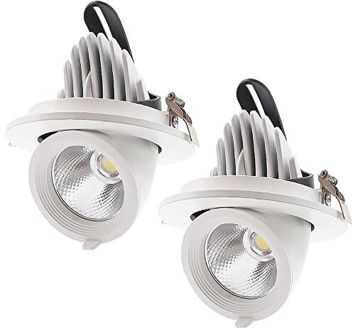 IUokLU LED Canless Downlight Lighting Fixture Set of 2360°Rotate Ceiling Lamp 2.5-5inch Gimbal Retractable Spotlights 5W-25W Selectable Anti-GlareCRI90,15W-6000K