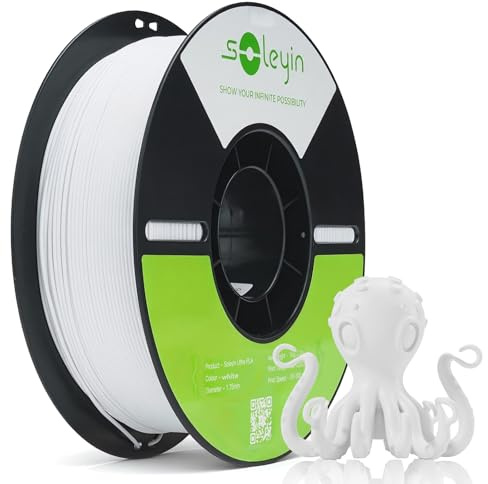 Creality Soleyin Ultra PLA 3D Drucker Filament 1.75 Weiß, 300mm/s Geschwindigkeit, +/-0,02mm Genauigkeit, Schnelles Abkühlen & Formen, 1kg Spule, für Ender K1, K1C, K2 Pro/Plus Serie