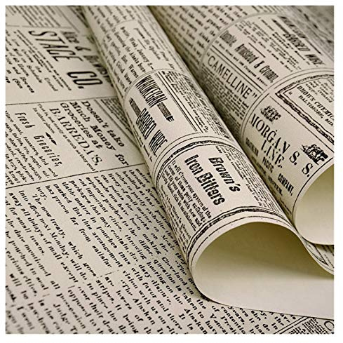 YZWHKJ Tapete Vliestapete Amerikanische Retro Alte Englische Alphabet Zeitung Tapete Bekleidungsgeschäft Bar-Café-Dekor PVC-Wand-Papier(P05501)
