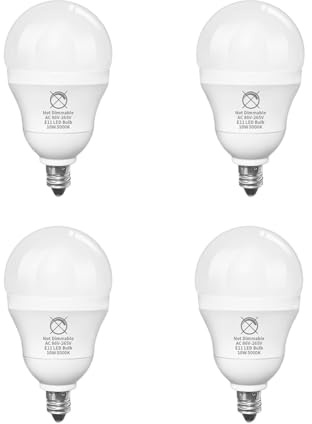 Yosenmi Non-Dimmable E11 LED Bulb 10W, 100W Mini-Can E11 Halogen Equivalent, 1200LM, 86V-265V, 5000K Daylight White, Mini Candelabra Base JDE11 Bulb, 4-Pack