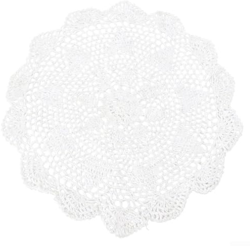 Durashmall Vintage Spitze Tischdecke Baumwolle Häkeldeckchen Aushöhlen Dekorative Runde Matte für Esstisch Restaurant Café Shop Buchhandlungen Zuhause Hotel (50 cm Weiß)