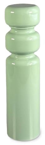 Scandi Home Large Sage Green Wooden Pepper Mill – 22.5cm Gloss Painted Beaded Design with Ceramic Grinder, Durable Refillable Wooden Salt or Pepper Grinder, Modern Scandinavian Kitchen Style