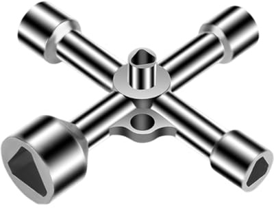YUVKIN Chiave Universale Multifunzione, a 4 vie, Della Scatola Elettrica, Triangolare, Quadrata, Lega Zinco, per Acqua, Cassetta, Armadio Utenze, Quadro Elettrico, Ascensori, per Idraulici (Argento)