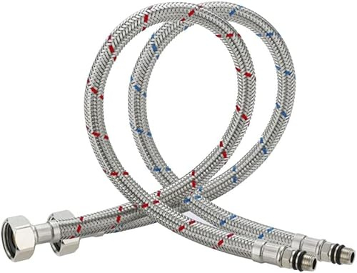 Pack of 2 Kitchen/Basin Monobloc Mixer Tap Connectors Flexi Pipes Tails British Standard Pipe M10 x1/2 Fitting 600mm Long