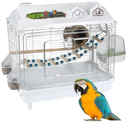 Ofcwoa Vogelkäfig,Tragbarer Durchsichtiger Transportkäfig Für Nymphensittiche,Sittich Voliere Mit Holzstange - Für Zuhause Kakadus Aras Conures Unzertrennliche Finken