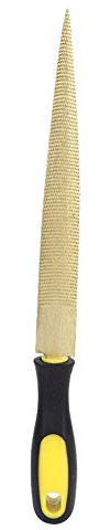 Aumotop Wood Rasp Golden Tapered File for Woodworking Carving Tool, Pointed Flat Circle Gold File 6/8/10in, PP + TPR Handle for Rough Wood Products, Model Tools Building Pavilions, Repairing Gardens