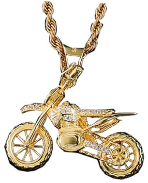 Einkaufszauber Halskette Motorrad Goldenes Bike - Edelstahl vergoldet