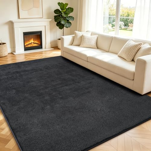 Teppich Wohnzimmer Groß 160x230cm Flauschiger Waschbarer Teppiche Anthrazit