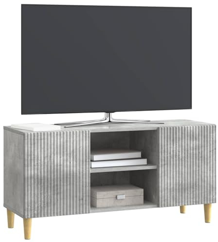 vidaXL TV-Schränk Betongrau 102 x 34,5 x 50 cm Holzwerkstoff, Stylischer Retro Wohnzimmerschrank, rechteckig, viel Stauraum, kompakter TV-Ständer, Möbel aus Holzwerkstoff