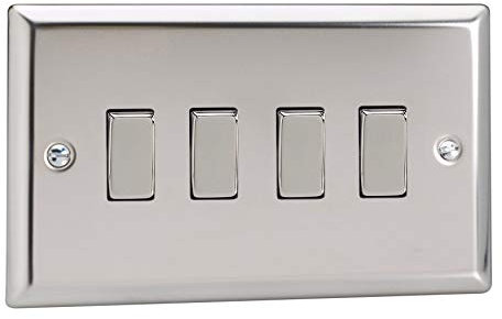 Varilight XC9D Rocker Switches 4 Gang Mirror Chrome Chrome