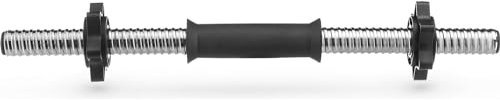 Gymtek - Kurzhantelstange, Länge 35-45cm, Ø 24mm (+/-2mm), 2 Sternverschlüsse Griff gerändelt Hantelstange Kurzhantel Hantelgriffe für Gewichte Hantelscheiben Dumbbells - Schwarz oder Silber