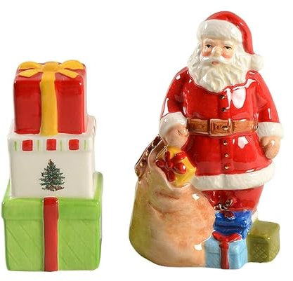 Spode 1634794 Christmas Tree Salz- und Pfefferstreuer mit Weihnachtsmann-Motiv, Irdenware, Mehrfarbig