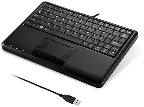 perixx PERIBOARD-510H Plus, Wired Super Mini USB Touchpad Keyboard, X Type Scissor Keys with 2 Built-In Hubs, UK Layout