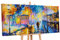 YS-Art | Acryl Gemälde Romantischer Abend | Handgemalte Leinwand Bilder | 130x70cm | Wandbild Acrylgemälde | Moderne Kunst | Leinwand | Unikat | Blau