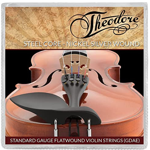 Theodore STA7-VLN Set di corde per violino - corde SOL, RE, LA e MI - Anima in acciaio, avvolgimento piatto in nichel argentato con pallino