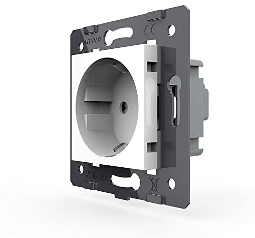 LIVOLO Glas Touch Lichtschalter Funkschalter Steckdosen Wechselschalter uvm in weiß (Modul: Steckdose VL-C7C1EU-11)