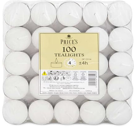 100 Teelichter - geruchlos, weiße Teelichter Made in Italy