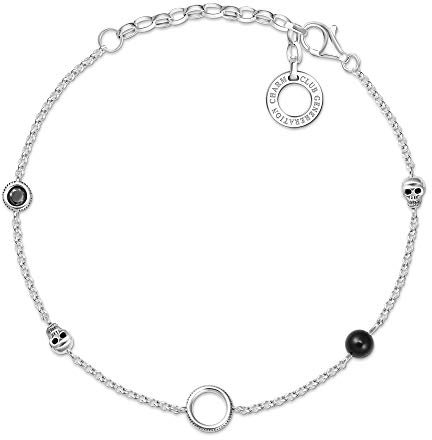 Thomas Sabo Damen-Charm-Armband Farbige Steine 925er Sterlingsilber geschwärzt X0275-641-11-L19v