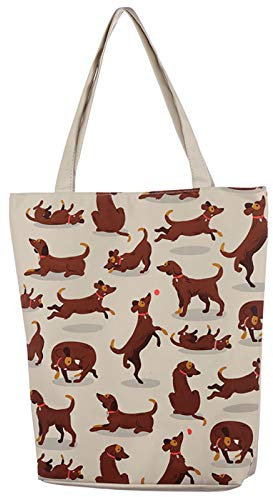 Puckator CBAG84 Catch Patch Dog Design Reusable Zip Up Cotton Bag