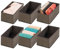 mDesign 6er-Set Aufbewahrungsbox – Schubladen Organizer für Wäsche, Accessoires, Schmuck etc. – Stoffbox aus atmungsaktiver Kunstfaser mit Fischgrätmuster – braun